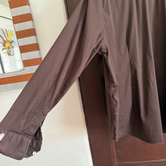 THE SHIRT by Rochelle Behrens | Brown Stretch Cotton button Down Icon Shirt 2XL - Picture 5 of 8